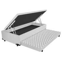 Cama Box Baú Solteiro com Auxiliar Espuma Sintético Branco 56x78x188 Cama Box Baú Solteiro com Auxiliar Espuma Sintético Branco 56x78x188