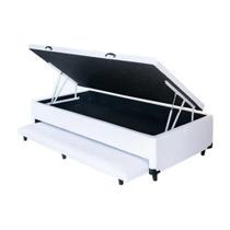 Cama Box Baú Solteiro com Auxiliar Espuma Sintético Branco 56x78x188
