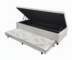 Cama Box baú solteiro com auxiliar linho 88x188