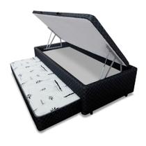 Cama Box Bau Solteiro Com Auxiliar Semi Ortopedica Poliester
