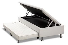 Cama Box Bau Solteiro Com Auxiliar Semi Ortopedica Suede 088X188
