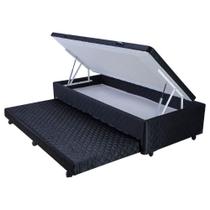 Cama Box Baú Solteiro Com Auxiliar Semi Ortopedico Poliester 88 X 188cm - Genki Kenko - Genki Kenko