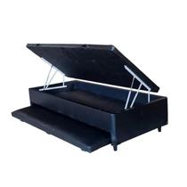 Cama Box Baú Solteiro Com Auxiliar Sintético Preto (Espuma só na Auxiliar) Cama Box Baú Solteiro Com Auxiliar Sintético Preto (Espuma só na Auxiliar)