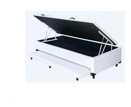Cama Box Baú Solteiro Com Colchão Auxiliar 088x188 Em material sintético Blindada Reforçada