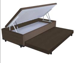 Cama Box Baú Solteiro Com Colchão Auxiliar 088x188 Em material sintético Blindada Reforçada