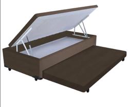 Cama Box Baú Solteiro Com Colchão Auxiliar 088x188 Em material sintético Blindada Reforçada Cama Box Baú Solteiro Com Colchão Auxiliar 088x188 Em material sintético Blindada Reforçada