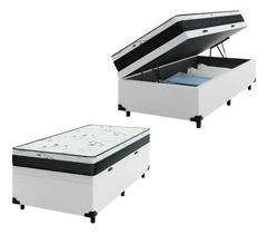 Cama Box Baú Solteiro com Espuma Macia Acoplado Branco
