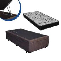 Cama Box Baú Solteiro Conforto Sintético Marrom + Colchão Solteiro Conforto Espuma D33 Com EPS 30x88x188 Cama Box Baú Solteiro Conforto Sintético Marrom + Colchão Solteiro Conforto Espuma D33 Com EPS 30x88x188