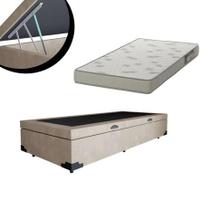 Cama Box Baú Solteiro Conforto Suede Bege + Colchão Solteiro Conforto Espuma D23 Com EPS 16x88x188 Cama Box Baú Solteiro Conforto Suede Bege + Colchão Solteiro Conforto Espuma D23 Com EPS 16x88x188