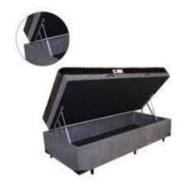 Cama Box Baú Solteiro Conforto Suede Cinza + Colchão Solteiro Conforto Espuma D23 Com EPS 14x88x188