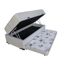Cama Box Baú Solteiro Conjugado De Mola Com Cama Auxiliar Bicama 3 Em 1 Suede Bege