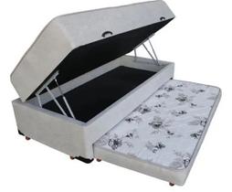 Cama Box Baú Solteiro Conjugado Espuma com Cama Auxiliar Bicama 3 em 1 - Branco Cama Box Baú Solteiro Conjugado Espuma com Cama Auxiliar Bicama 3 em 1 - Branco