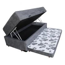 Cama Box Baú Solteiro Conjugado Espuma com Cama Auxiliar Bicama 3 em 1- Suede Cinza Cama Box Baú Solteiro Conjugado Espuma com Cama Auxiliar Bicama 3 em 1- Suede Cinza