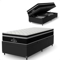 Cama Box Baú Solteiro Couro Preto + Colchão Paris Preto Cama Box Baú Solteiro Couro Preto + Colchão Paris Preto