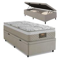 Cama Box Baú Solteiro Cristal Molas Ensacadas 88x188x64cm Bege Cama Box Baú Solteiro Cristal Molas Ensacadas 88x188x64cm Bege