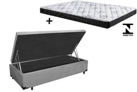 Cama Box Baú Solteiro Dreams Suede Cinza + Colchão Solteiro Dreams Espuma D23 Com EPS 14x88x188 Cama Box Baú Solteiro Dreams Suede Cinza + Colchão Solteiro Dreams Espuma D23 Com EPS 14x88x188