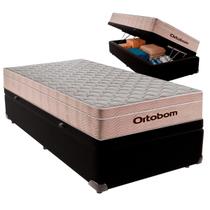 Cama Box Baú Solteiro e Colchão Airtech Spring Pocket Molas Ensacadas Ortobom Preto Cama Box Baú Solteiro e Colchão Airtech Spring Pocket Molas Ensacadas Ortobom Preto