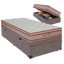 Cama Box Baú Solteiro e Colchão Artemis Molas Ensacadas Colchobel Cinza