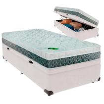 Cama Box Baú Solteiro e Colchão Aspen 24cm Molas Ensacadas Luckspuma Branco Cama Box Baú Solteiro e Colchão Aspen 24cm Molas Ensacadas Luckspuma Branco