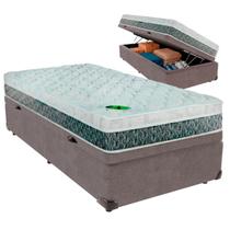 Cama Box Baú Solteiro e Colchão Aspen 24cm Molas Ensacadas Luckspuma Cinza Cama Box Baú Solteiro e Colchão Aspen 24cm Molas Ensacadas Luckspuma Cinza