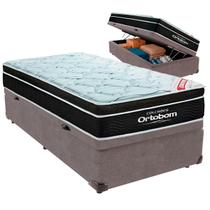 Cama Box Baú Solteiro e Colchão Elegant Molas Ensacadas Ortobom Cinza Cama Box Baú Solteiro e Colchão Elegant Molas Ensacadas Ortobom Cinza