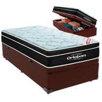 Cama Box Baú Solteiro e Colchão Elegant Molas Ensacadas Ortobom Marrom Cama Box Baú Solteiro e Colchão Elegant Molas Ensacadas Ortobom Marrom