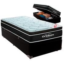 Cama Box Baú Solteiro e Colchão Elegant Molas Ensacadas Ortobom Preto Cama Box Baú Solteiro e Colchão Elegant Molas Ensacadas Ortobom Preto