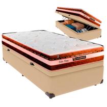 Cama Box Baú Solteiro e Colchão Esplendor Molas Ensacadas Luckspuma Ocre