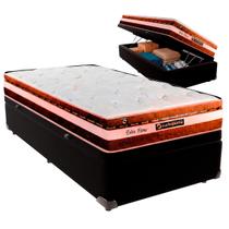 Cama Box Baú Solteiro e Colchão Esplendor Molas Ensacadas Luckspuma Preto