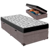 Cama Box Baú Solteiro e Colchão ISO 100 D33 Ortobom Cinza