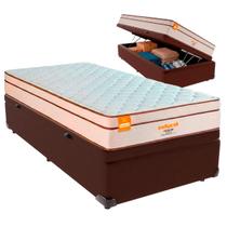 Cama Box Baú Solteiro e Colchão Pequim Molas Ultralastic Inducol Marrom Cama Box Baú Solteiro e Colchão Pequim Molas Ultralastic Inducol Marrom