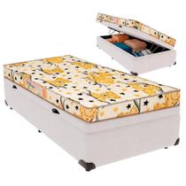 Cama Box Baú Solteiro e Colchão Pro-Life D20 Colchobel Branco