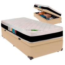 Cama Box Baú Solteiro e Colchão Roma Molas Ensacadas Luckspuma Ocre Cama Box Baú Solteiro e Colchão Roma Molas Ensacadas Luckspuma Ocre