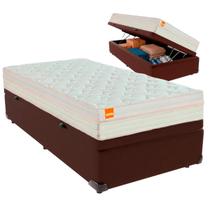 Cama Box Baú Solteiro e Colchão Tucson Molas Ensacadas Inducol Marrom Cama Box Baú Solteiro e Colchão Tucson Molas Ensacadas Inducol Marrom
