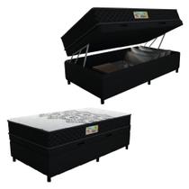 Cama Box Baú Solteiro Gazin Colchão Espuma D33 Duo Balance Suede 88x188x63cm Preto/branco Cama Box Baú Solteiro Gazin Colchão Espuma D33 Duo Balance Suede 88x188x63cm Preto/branco