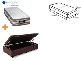 Cama Box Baú Solteiro Jadmax + Colchão Sankonfort Le Griff 88x188x75 - Linha Firme - Resistente - Alto Padrão