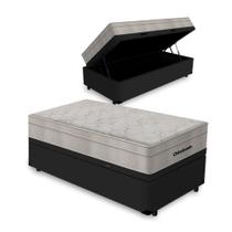 Cama Box Baú Solteiro King + Colchão de Molas Ensacadas Ortobom Airtech 96cm - Suporta até 150 Kg Por Pessoa