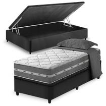 Cama Box Baú Solteiro King Preto Colchão Molas Ensacadas Zidi Miami 96x203x64cm Cama Box Baú Solteiro King Preto Colchão Molas Ensacadas Zidi Miami 96x203x64cm
