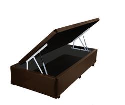 Cama Box Baú Solteiro Kings Stop AColchões Síntetico Marrom 41x88x188