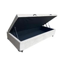 Cama Box Baú Solteiro Linhão Bege Com Pistão A Gás, Estrutura Reforçada, Imperium do Sono