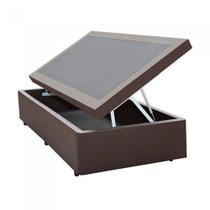 Cama Box Baú Solteiro Luxo Sintético Marrom 40x88x188 - Ortobello