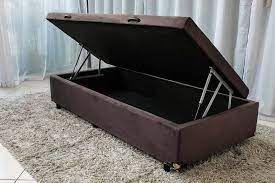 Cama Box baú Solteiro Marrom 88 x 188