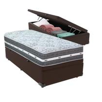 Cama Box Baú Solteiro Marrom + Colchão Black Graphite 27 Molas Ensacadas Anjos Cama Box Baú Solteiro Marrom + Colchão Black Graphite 27 Molas Ensacadas Anjos