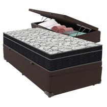 Cama Box Baú Solteiro Marrom + Colchão De Espuma D45 - Ortobom - Airtech 150 60x188x88cm