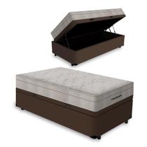 Cama Box Baú Solteiro Marrom + Colchão Molas Ensacadas - Ortobom - AirTech SpringPocket 88x188x72cm Cama Box Baú Solteiro Marrom + Colchão Molas Ensacadas - Ortobom - AirTech SpringPocket 88x188x72cm