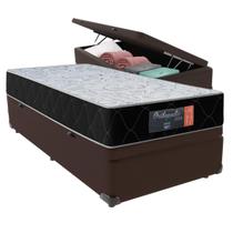 Cama + Box Baú Solteiro Marrom Colchão Orthopedic D33 20cm Comfort Prime 78x188