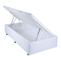 Cama Box Baú Solteiro Mega Tecido Branco - 088x188 Cama Box Baú Solteiro Mega Tecido Branco - 088x188
