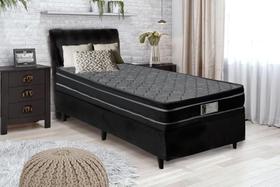 Cama Box Baú Solteiro Molas ensacadas D28 Euro Pillow Montreal Preto 88x188x62 - Sofá Casa Cama Box Baú Solteiro Molas ensacadas D28 Euro Pillow Montreal Preto 88x188x62 - Sofá Casa