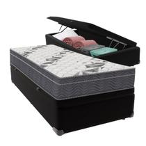 Cama Box Baú Solteiro Preto e Colchão Airtech 100 D33 Ortobom