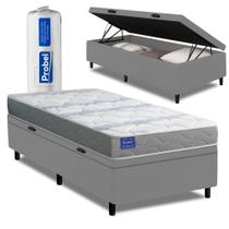 Cama Box Baú Solteiro Probel Espuma D33 88x188x55 Night Day a Vácuo Branco/Cinza Cama Box Baú Solteiro Probel Espuma D33 88x188x55 Night Day a Vácuo Branco/Cinza